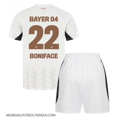 Camiseta Bayer Leverkusen Victor Boniface #22 Segunda Equipación Replica 2024-25 para niños mangas cortas (+ Pantalones cortos)